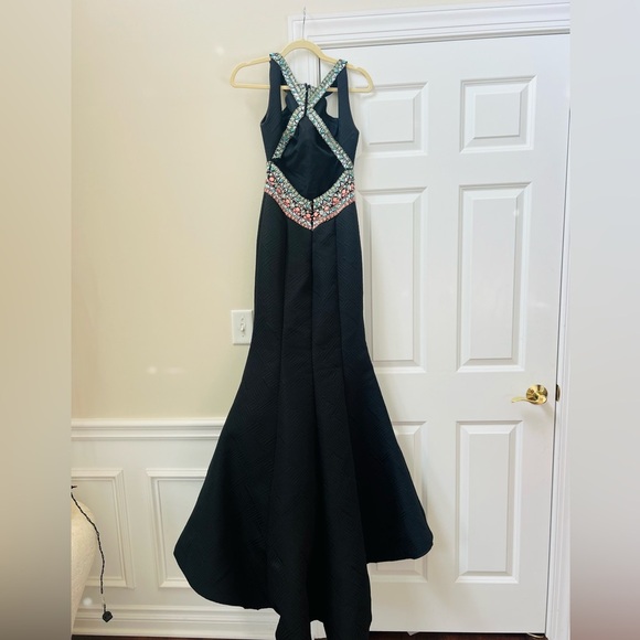 Rachel Allan Black Maxi Dress with Multicolor Waist - Picture 15 of 15